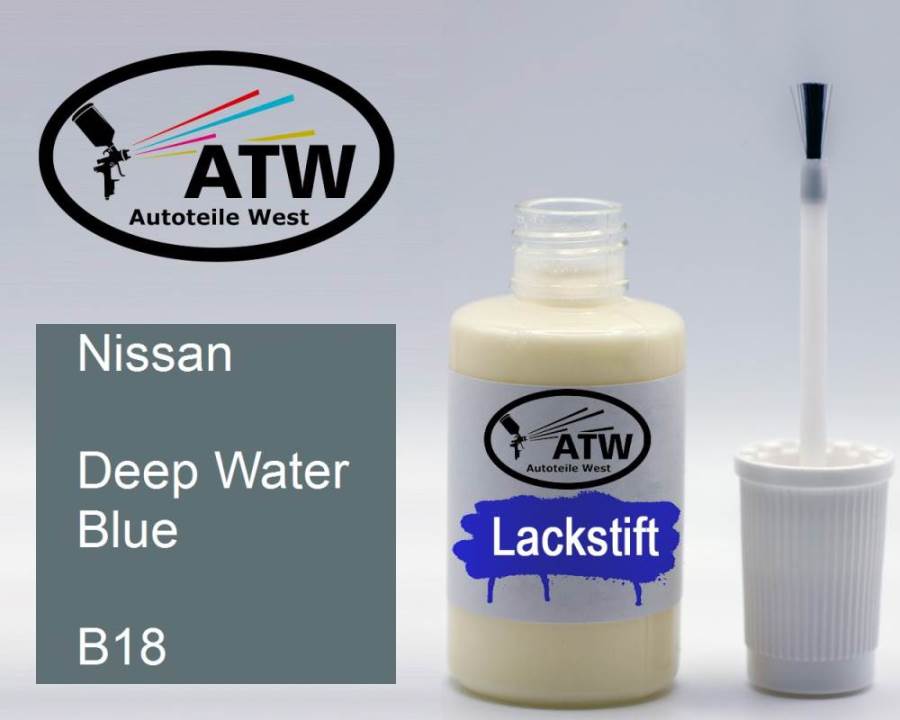 Nissan, Deep Water Blue, B18: 20ml Lackstift, von ATW Autoteile West.